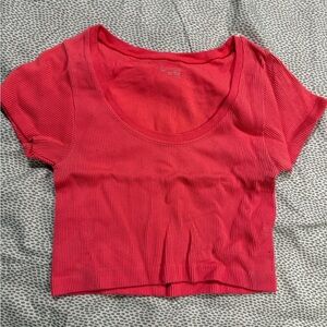 Stylish Red Ribbed Crop Top